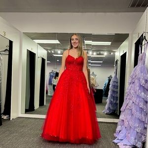 Red prom dress ballgown